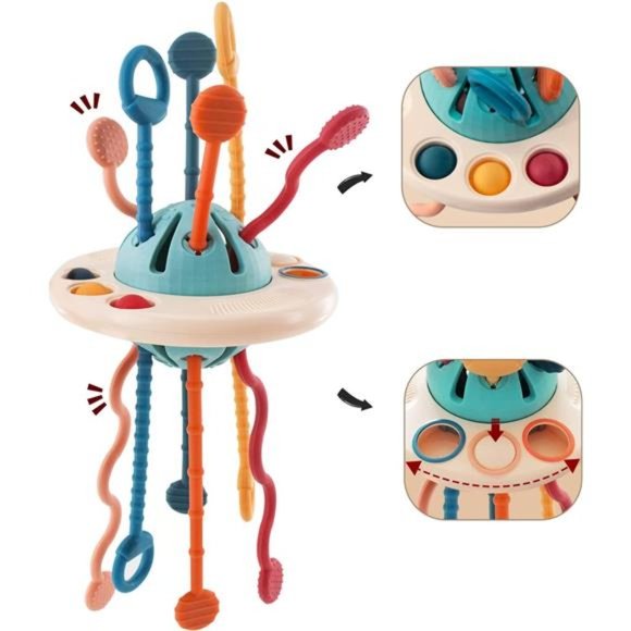 Montessori Toys for 18M+, Food Grade Silicone Pull String Activity Toy, Sensory - Picture 1 of 6